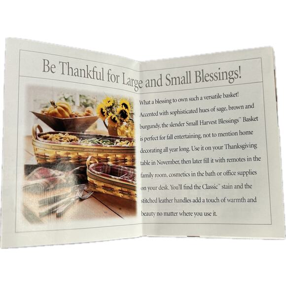 Longaberger 2000 Autumn Reflections Small HARVEST BLESSINGS BASKET 2 Protectors - Picture 12 of 12